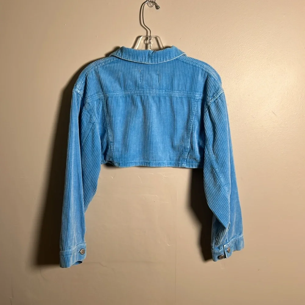 BDG Carissa Corduroy Cropped Jacket Blue Button Closure Size XS 100% Cotton - Picture 6 of 11